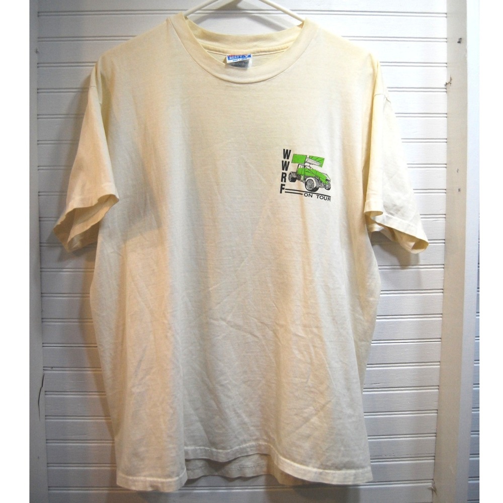Vintage Sprint Car Racing t-shirt Size large Single Stitch White Hanes Beefy-T